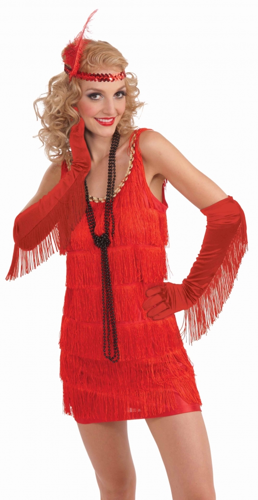 costume di carnevale GUANTI ROSSI CON FRANGIA
