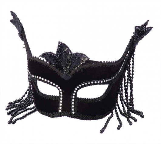 Costume Carnevale MASCHERA NERA CON PIETRINE, MASCHERE E DOMINO, MASCHERE