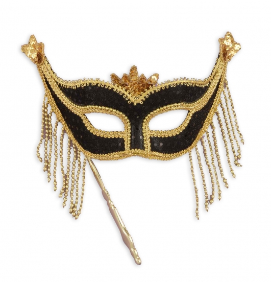 costume di carnevale MASCHERA CON BASTONE NERA ORO