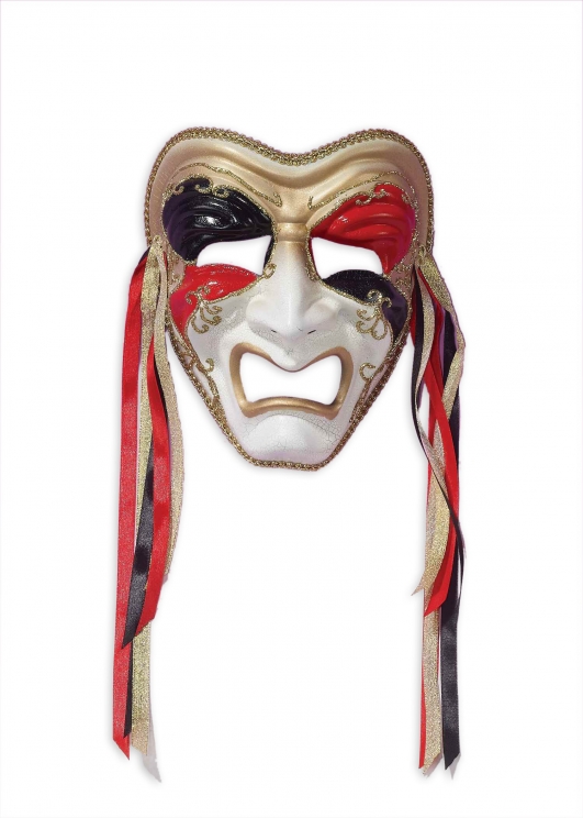 costume di carnevale MASCHERA TRAGEDIA NERO-ORO