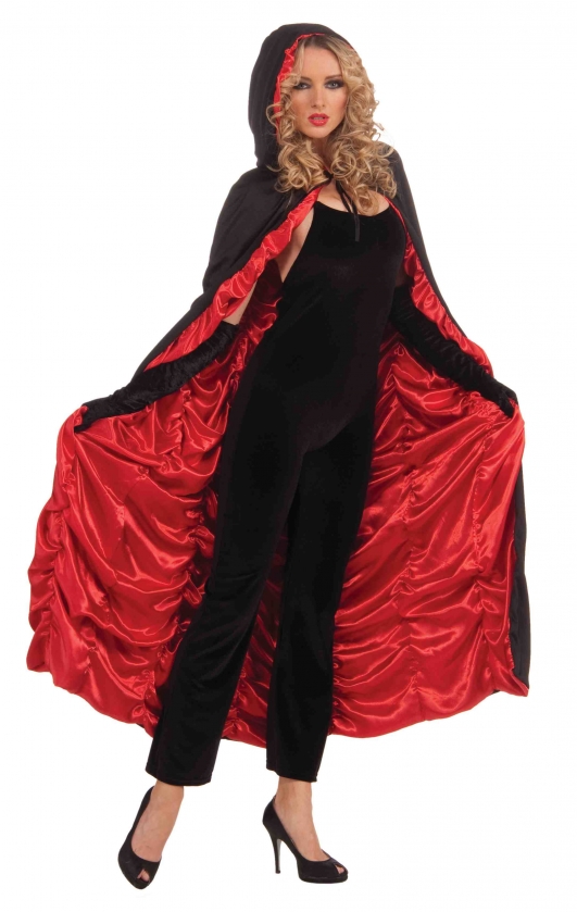 costume di carnevale MANTELLO CON CAPPUCCIO ROSSO NERO