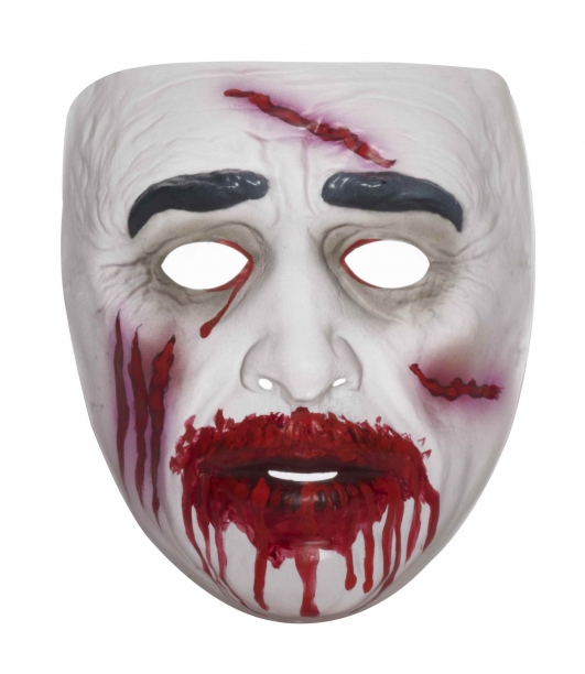 costume di carnevale MASCHERA TRASPARENTE ZOMBIE INSANGUINATO