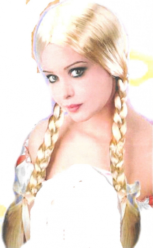 costume di carnevale PARRUCCA CON TRECCE BIONDA