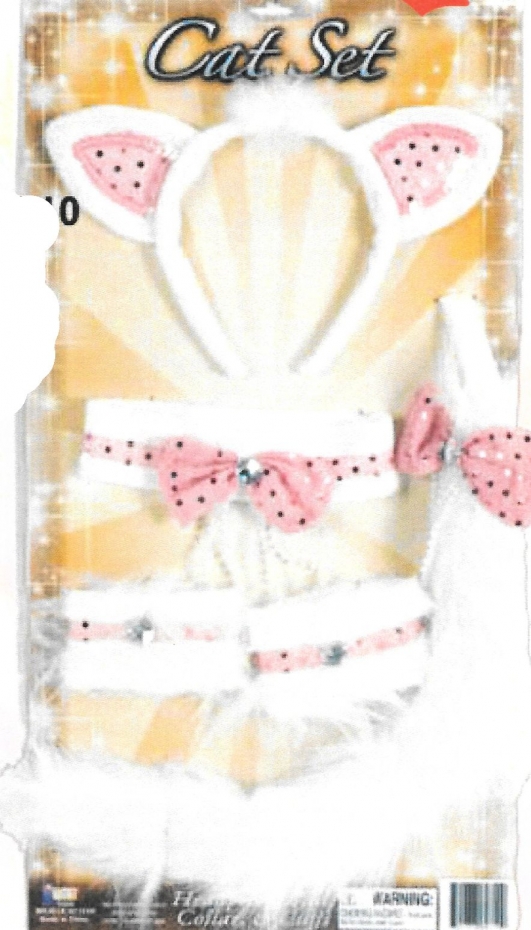 costume di carnevale SET GATTO BIANCO / ROSA