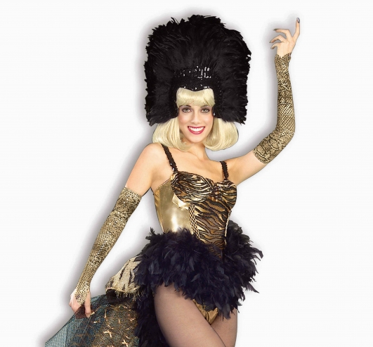 costume di carnevale PEZZO TESTA PIUME NERE
